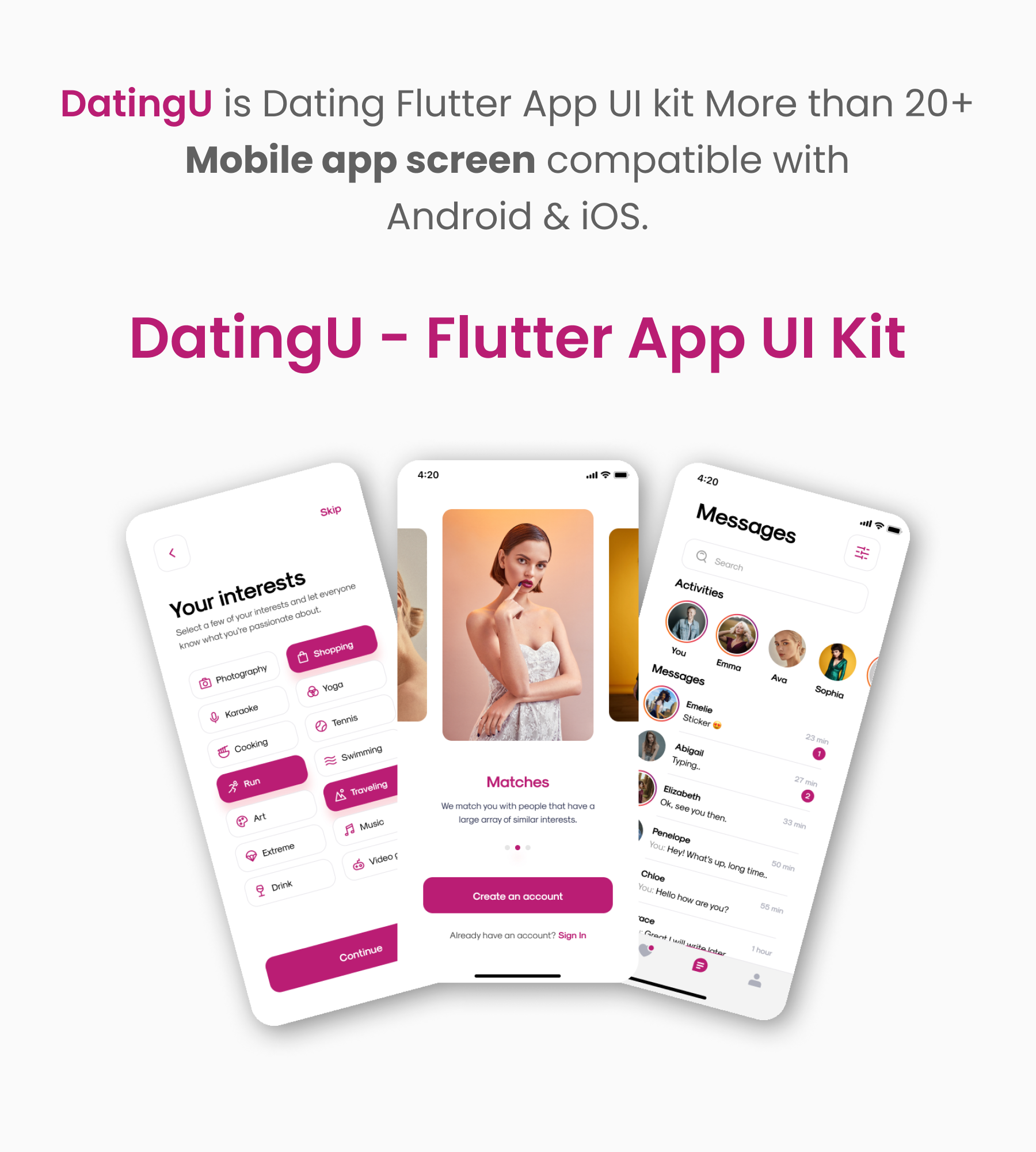 DatingU Dating App - Tinder Clone Flutter App UI Kit - 3