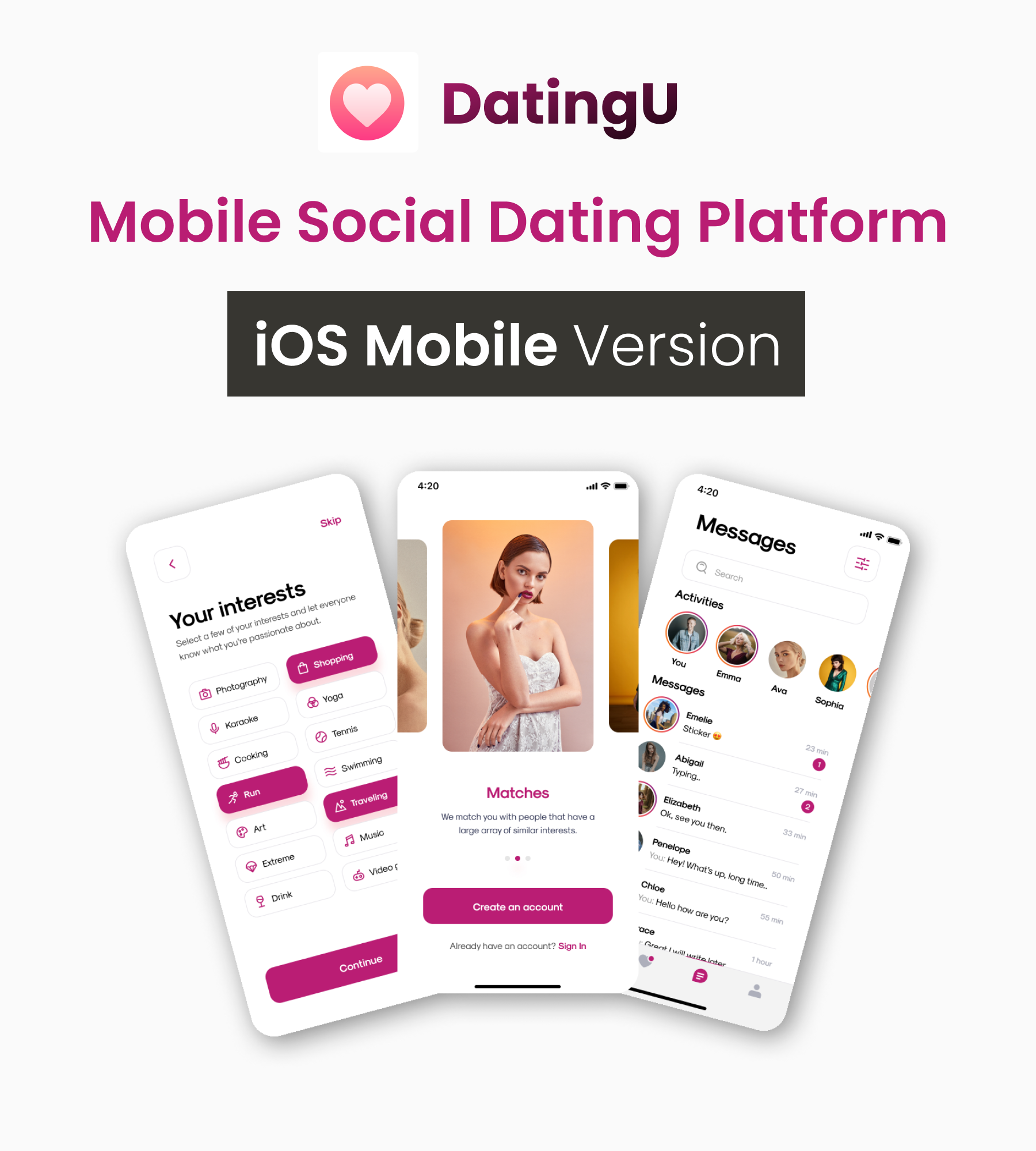 DatingU Dating App - iOS Swift Full Application With Admin Panel - 1