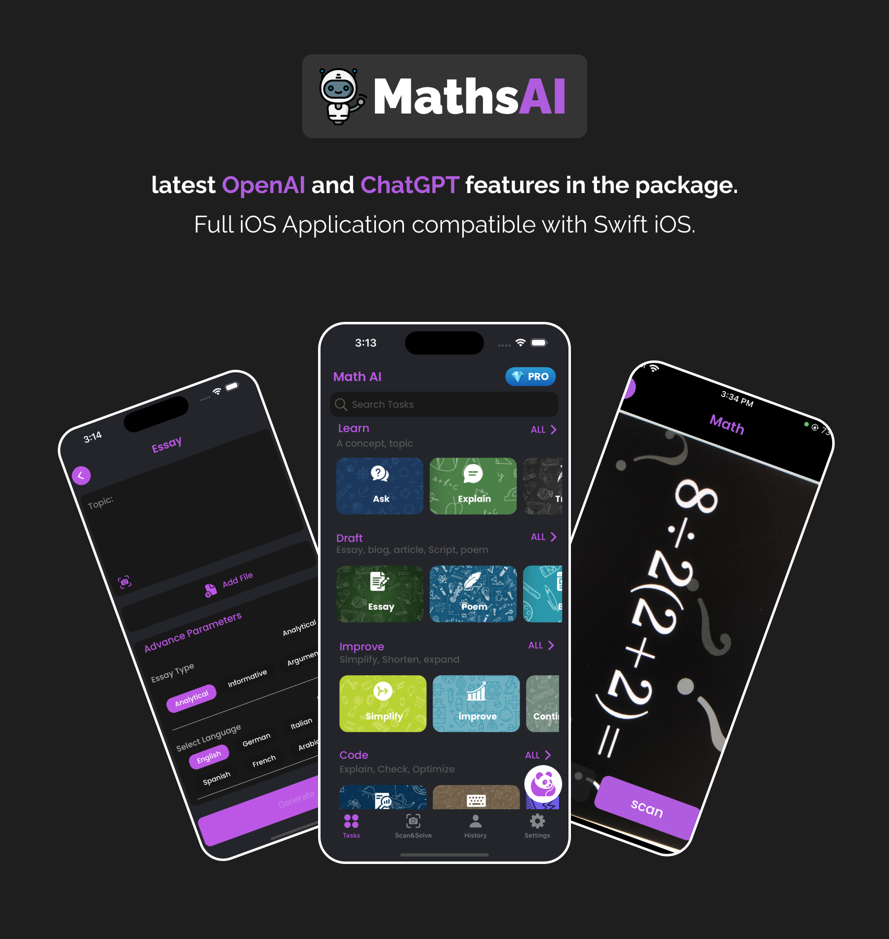 Math AI : ChatGPT | AI Maths Assistance | iOS Full Application | Swift | ADMOB | Subscription Plan - 1
