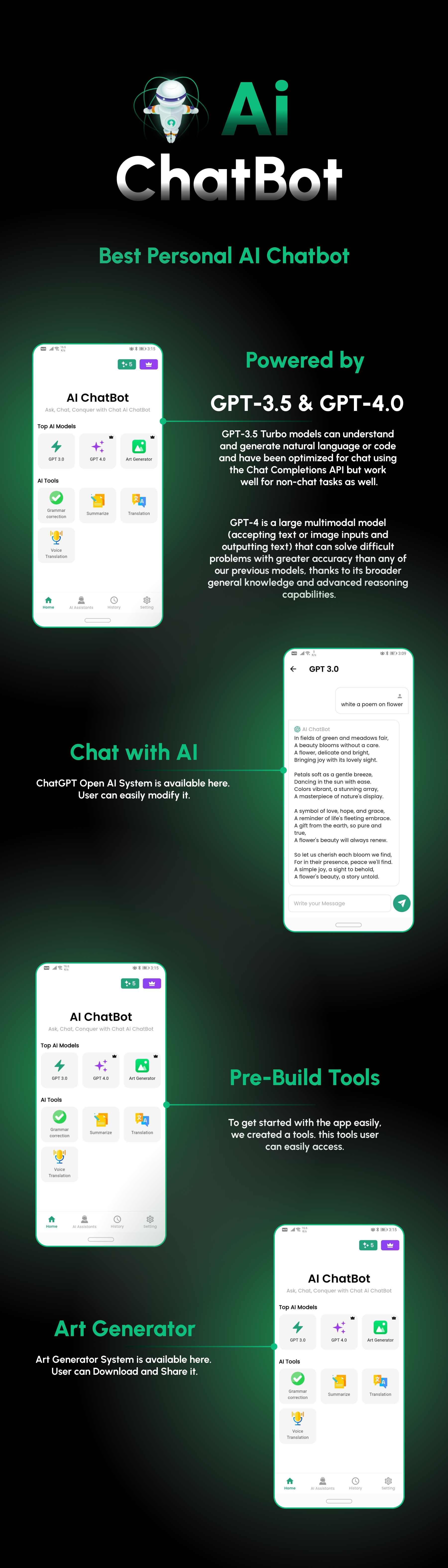 AI Chatbot & Art Generator : Your Personal AI Bots | Flutter Full Application | ADMOB | Subscription