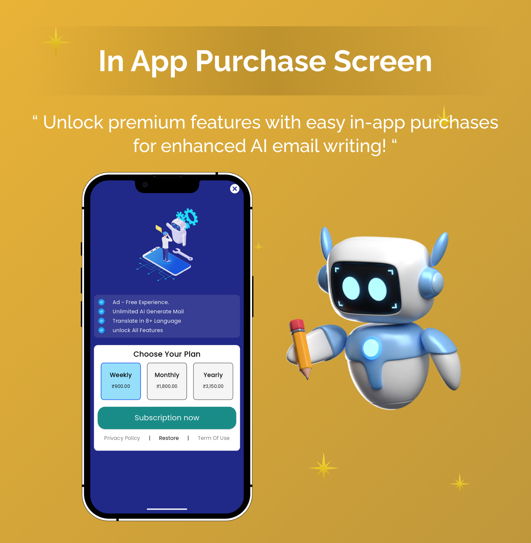 MailBot AI Email Writer | Flutter Android/iOS Full Application | Premium Plan