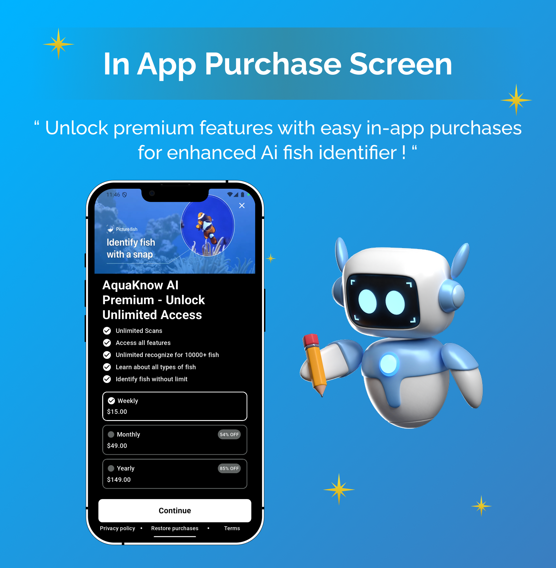 AI Fish Indetifier | Flutter Android/iOS Full Application | Premium Plan