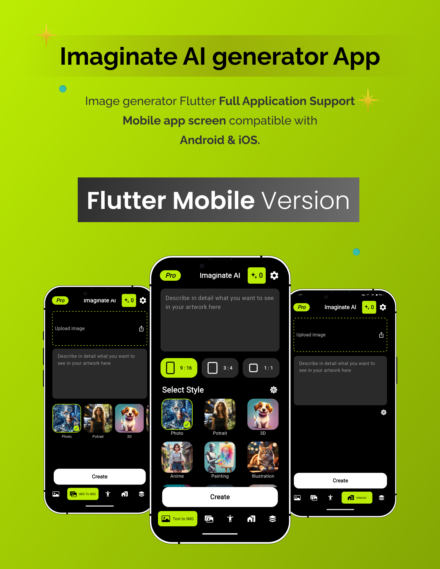 Imaginate AI - Ghibli image AI | Flutter Android/iOS Full Application | ADMOB | Premium Plans