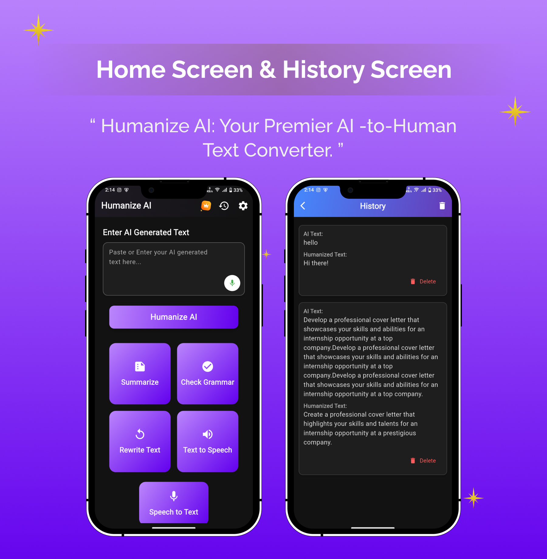 Humanize AI | Summarize AI | Flutter Android/iOS Full Application | ADMOB | Premium Plans - 5